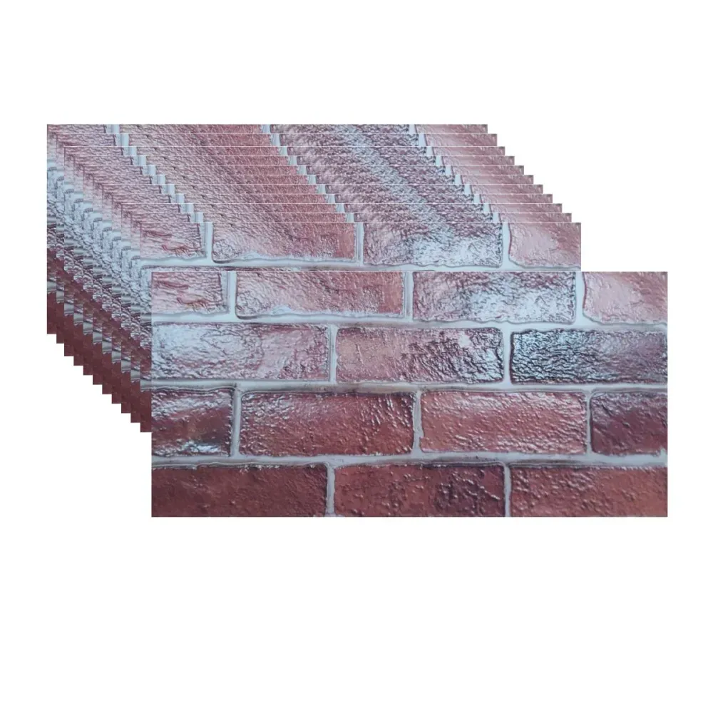 Set 12 panouri decorative, SXP + PVC, autoadezive, imitatie mozaic de caramida cu textura relief, Naimeed D2949-model-5, 6...