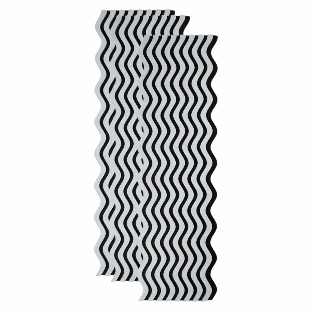 Set 3 Panouri riflaj acustic decorativ, MDF si pasla, Naimeed D6245, 240x30x1.8cm, Gri