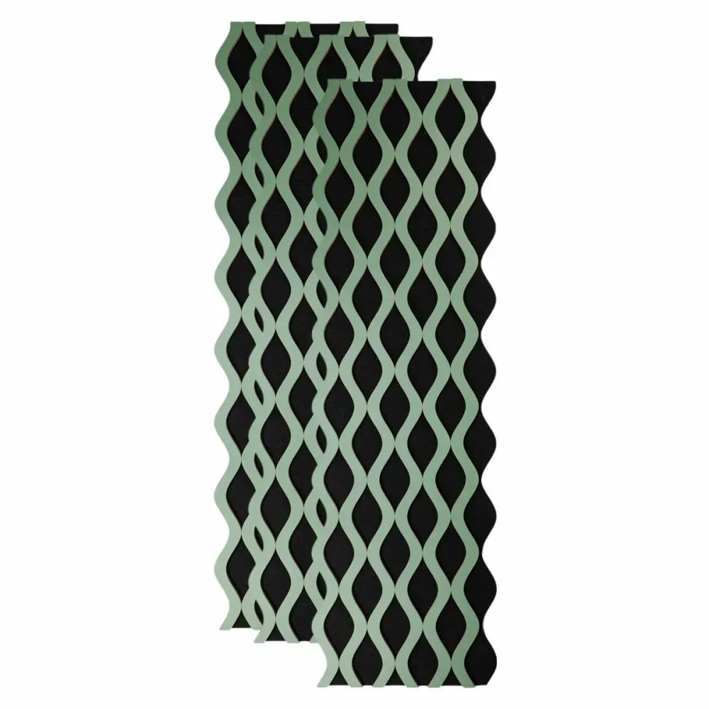 Set 3 Panouri riflaj acustic decorativ, MDF si pasla, Naimeed D6240, 240x30x1.8cm, Verde