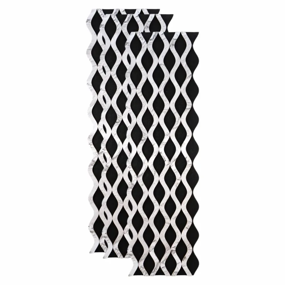 Set 3 Panouri riflaj acustic decorativ, MDF si pasla, Naimeed D6238, 240x30x1.8cm, Alb
