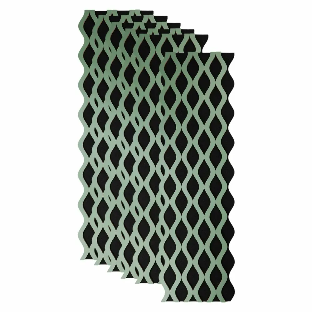 Set 6 Panouri riflaj acustic decorativ, MDF si pasla, Naimeed D6240, 240x30x1.8cm, Verde