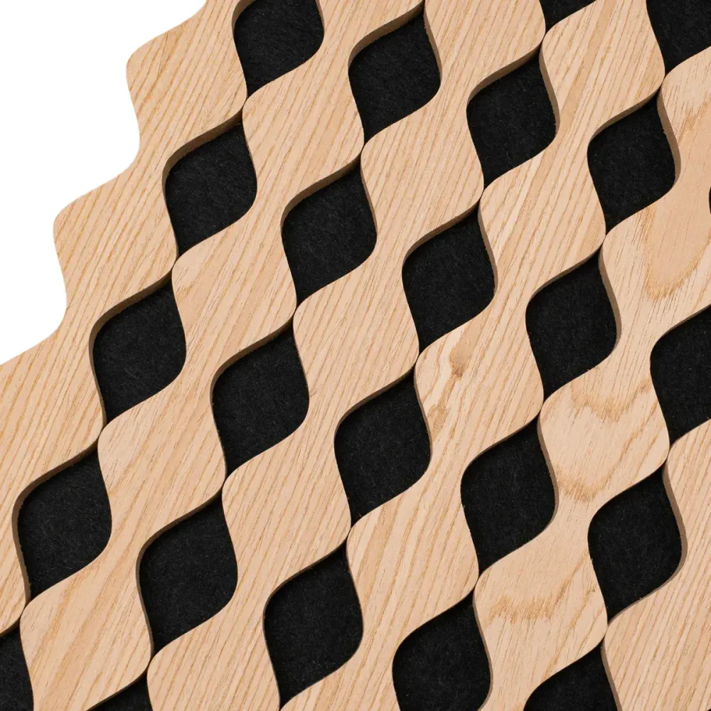Set 6 Panouri riflaj acustic decorativ, MDF si pasla, Naimeed D6233, 240x30x1.8cm, Castan