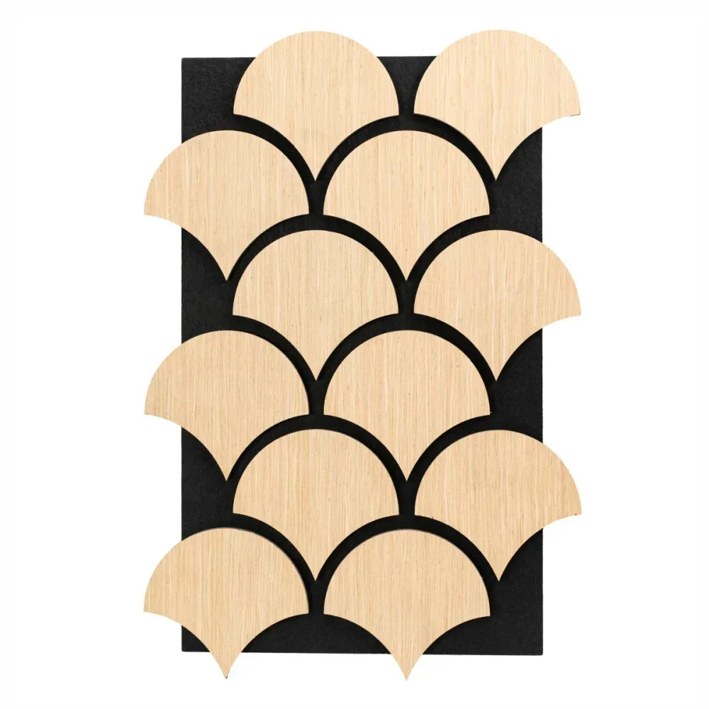 Set 5 Panouri riflaje acustice decorative, HDF si pasla, Naimeed D6763, 60x40x1.8cm, Stejar