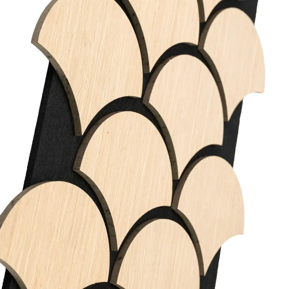 Set 5 Panouri riflaje acustice decorative, HDF si pasla, Naimeed D6763, 60x40x1.8cm, Stejar