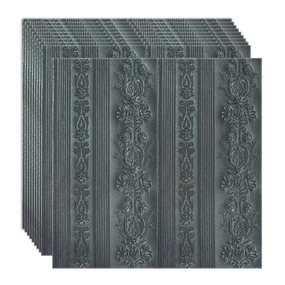 Set 10 x Tapet 3D Autoadeziv, design modern, rezistent la umezeala, usor de curatat, 70x70cm, Naimeed D4710, Negru