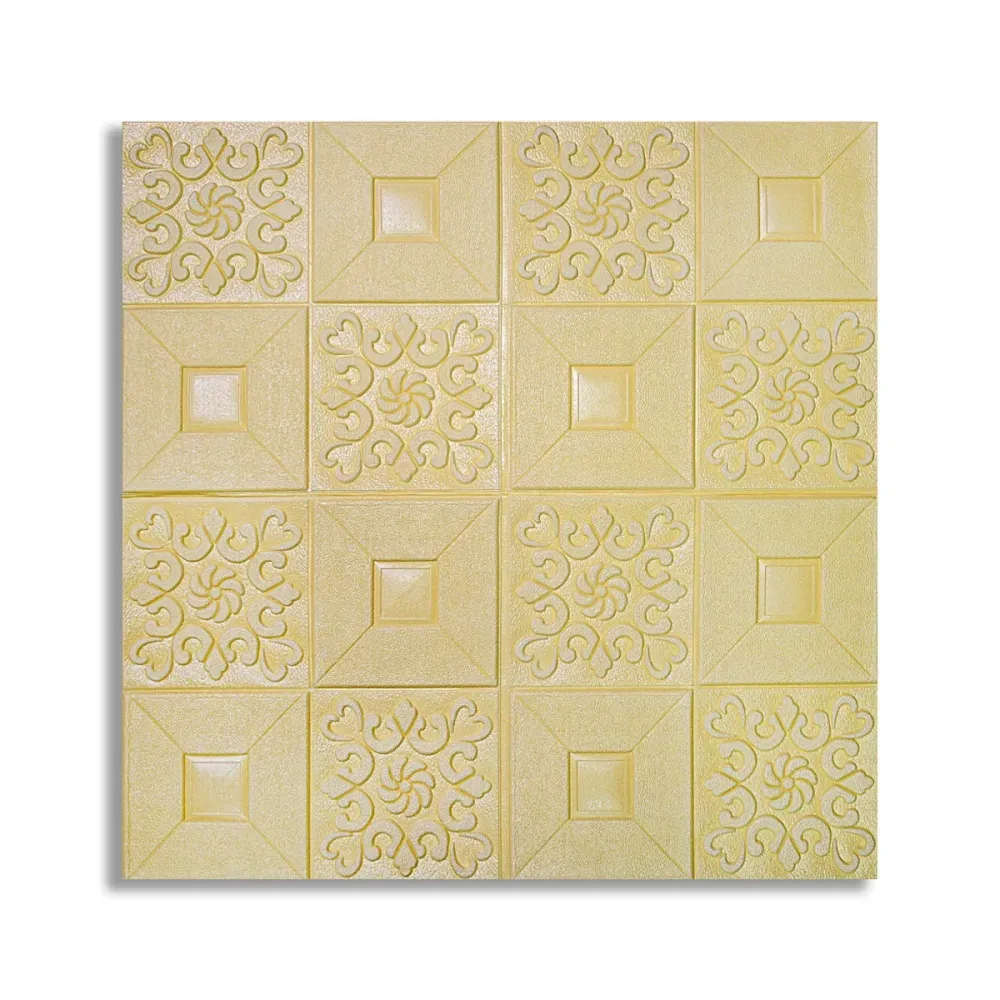 Set 5 x Tapet 3D Autoadeziv, design modern, rezistent la umezeala, usor de curatat, 70x70cm, Naimeed D4764, Galben