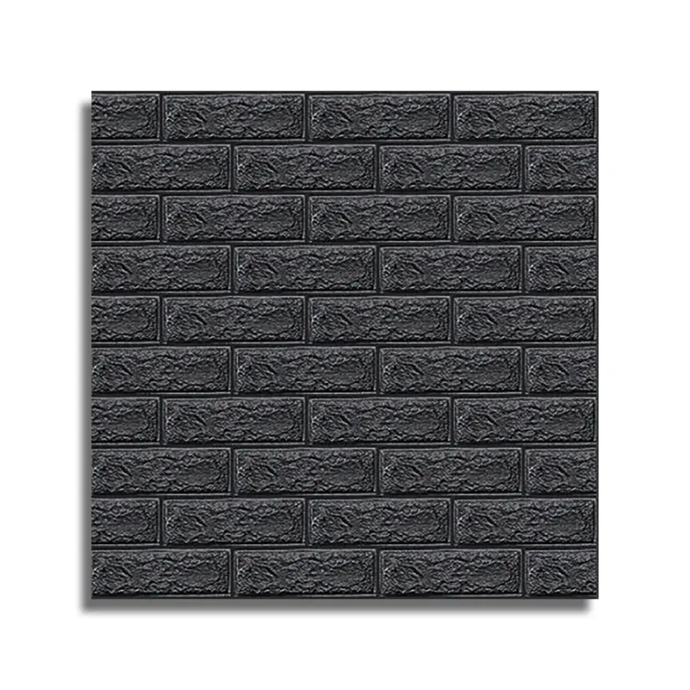 Set 10 x Tapet 3D autoadeziv, Naimeed D3402, model Caramida, 70 x 77 cm, 4mm grosime, Negru