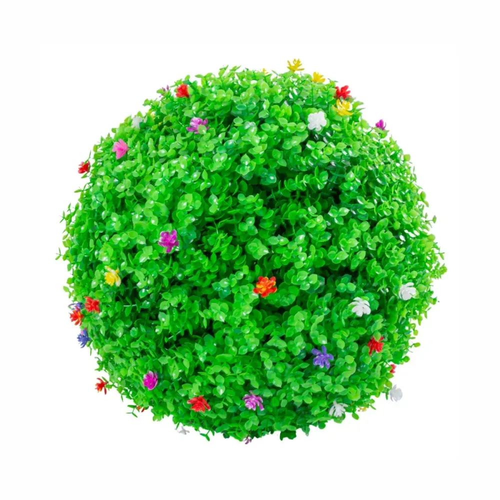 Sfera din plante artificiale, cu flori, Naimeed D5945, Verzui, 150mm