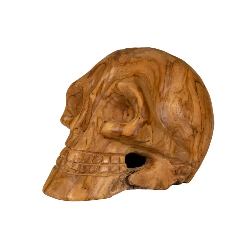 Statueta craniu maro din lemn de tec