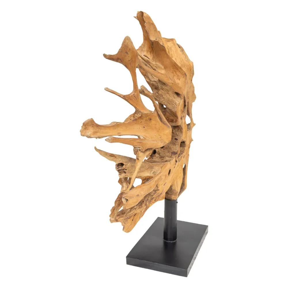 Statueta maro din lemn de tec si metal Rangda