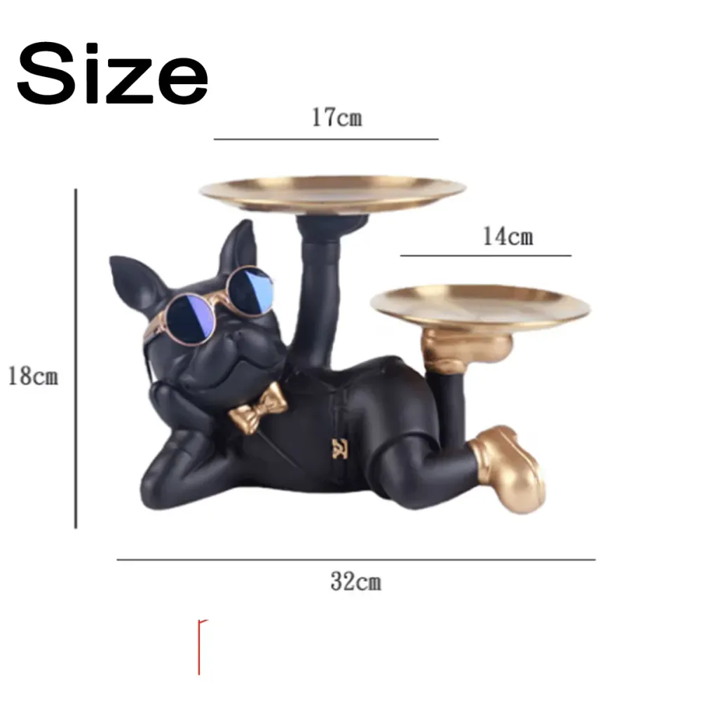 Statuie Decorativa Bulldog cu Tavi pentru Chei si Accesorii 32 x 17 x 18 cm, negru