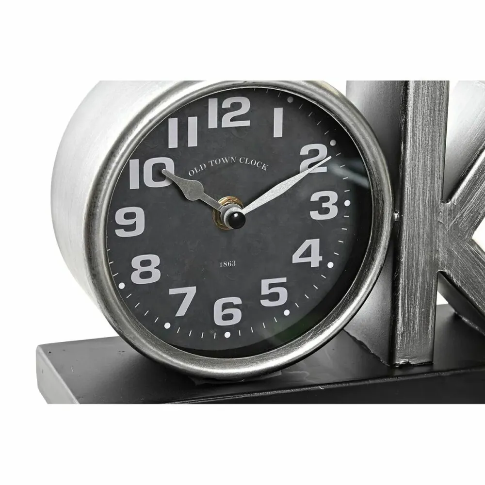 Stolní hodiny DKD Home Decor 23 x 8 x 15 cm Argintiu Negru Fier (2 Unități)