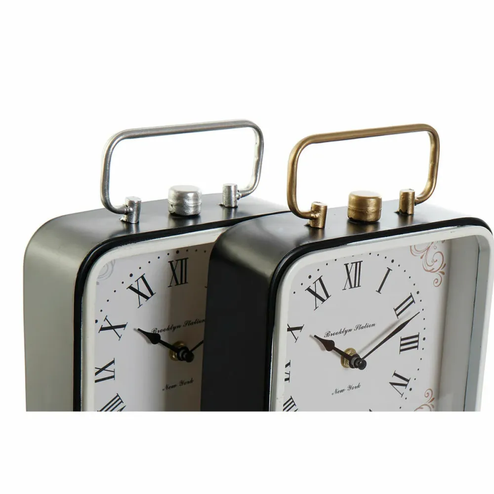 Stolní hodiny DKD Home Decor 19 x 7 x 27 cm Geam Negru Albastru Alb Fier (2 Unități)