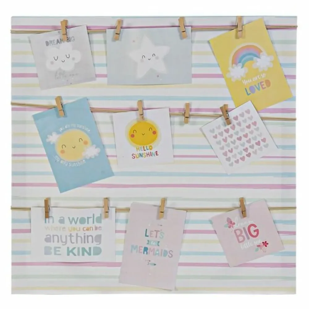 Suport pentru Poze DKD Home Decor Sunshine Multicolor Pânză Bebeluș 50 x 2 x 50 cm