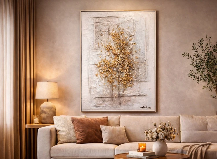 Tablou decorativ, 3D relief, Naimeed D7958, montat pe suport rigid si rama exterioara din lemn, 80x120x4cm