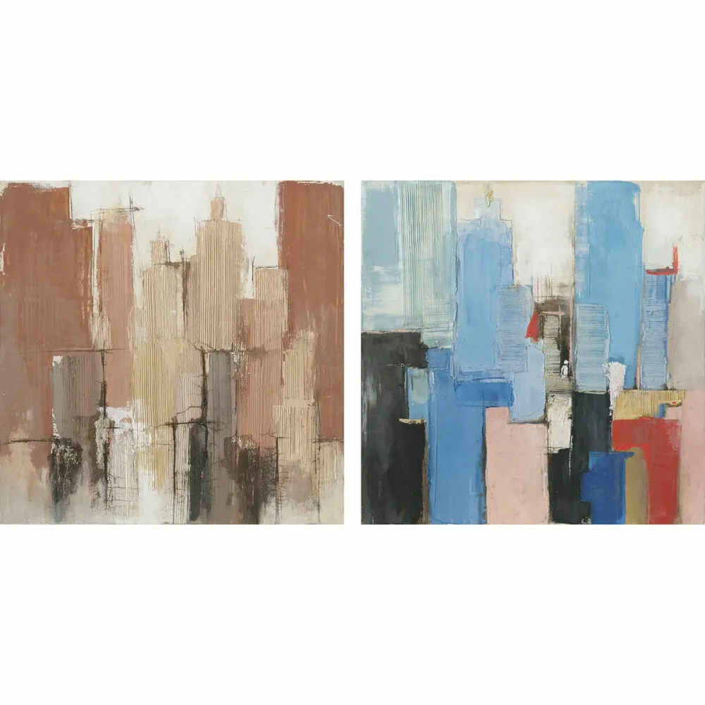 Tablou DKD Home Decor 100 x 2,4 x 100 cm Abstract Modern (2 Unități)