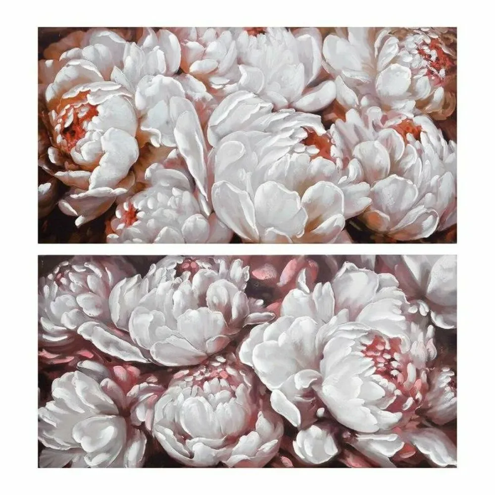 Tablou DKD Home Decor 120 x 3 x 60 cm Květiny Romantic (2 Unități)