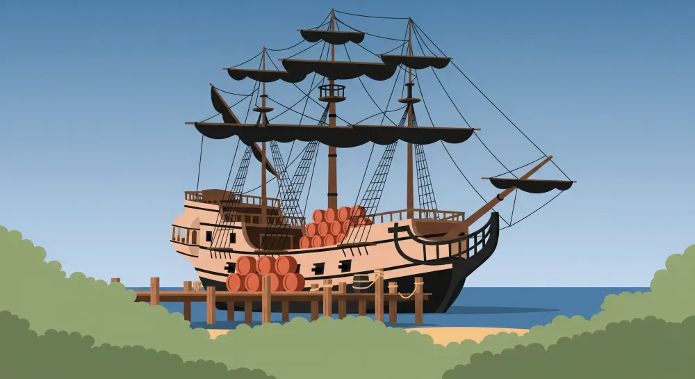 Tapet cameră copii | Aventură de pirati cu o mare navă