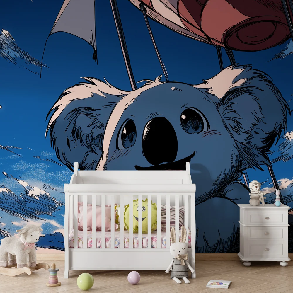 Tapet cameră copii | Koala fericit în balon aerostatic