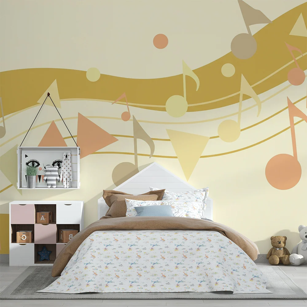 Tapet cameră copii | Melodie colorată cu note muzicale și forme geometrice