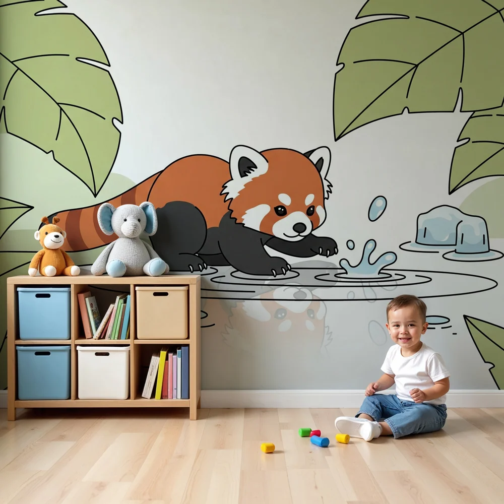 Tapet cameră copii | Panda roșu amuzant în natură