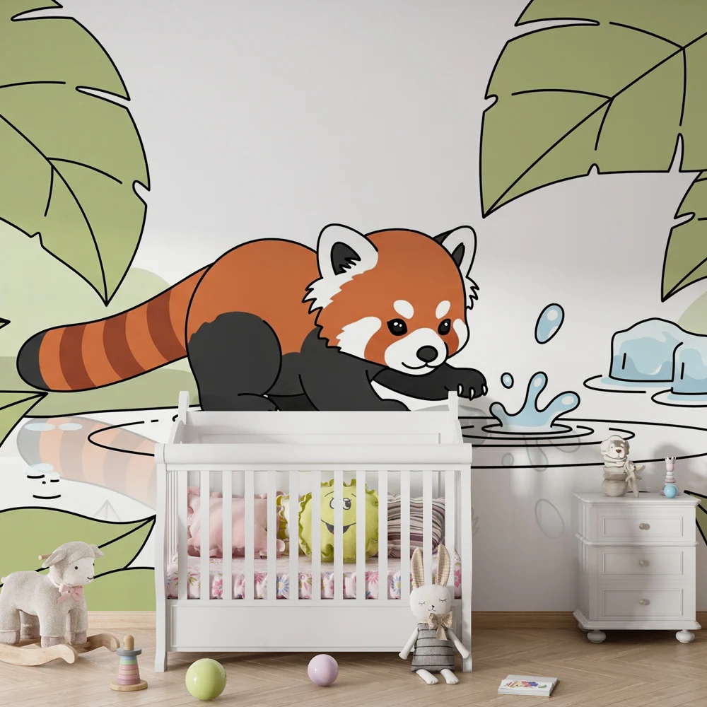 Tapet cameră copii | Panda roșu amuzant în natură
