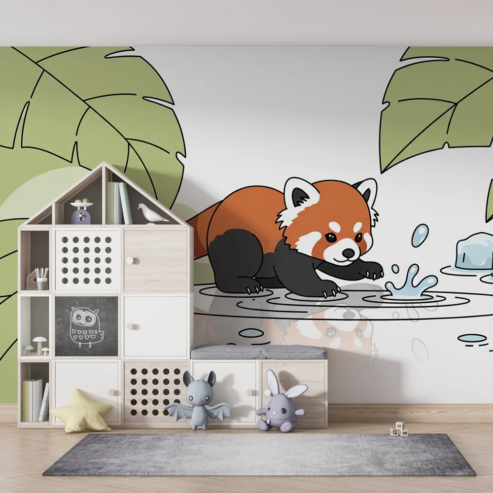 Tapet cameră copii | Panda roșu amuzant în natură