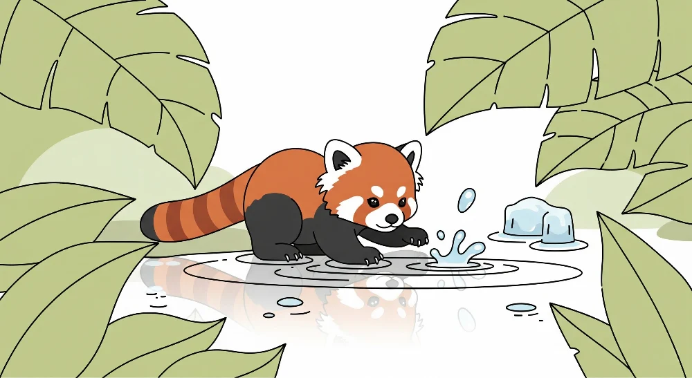 Tapet cameră copii | Panda roșu amuzant în natură