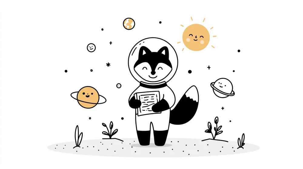 Tapet cameră copii | Vulpe astronaut explorând universul