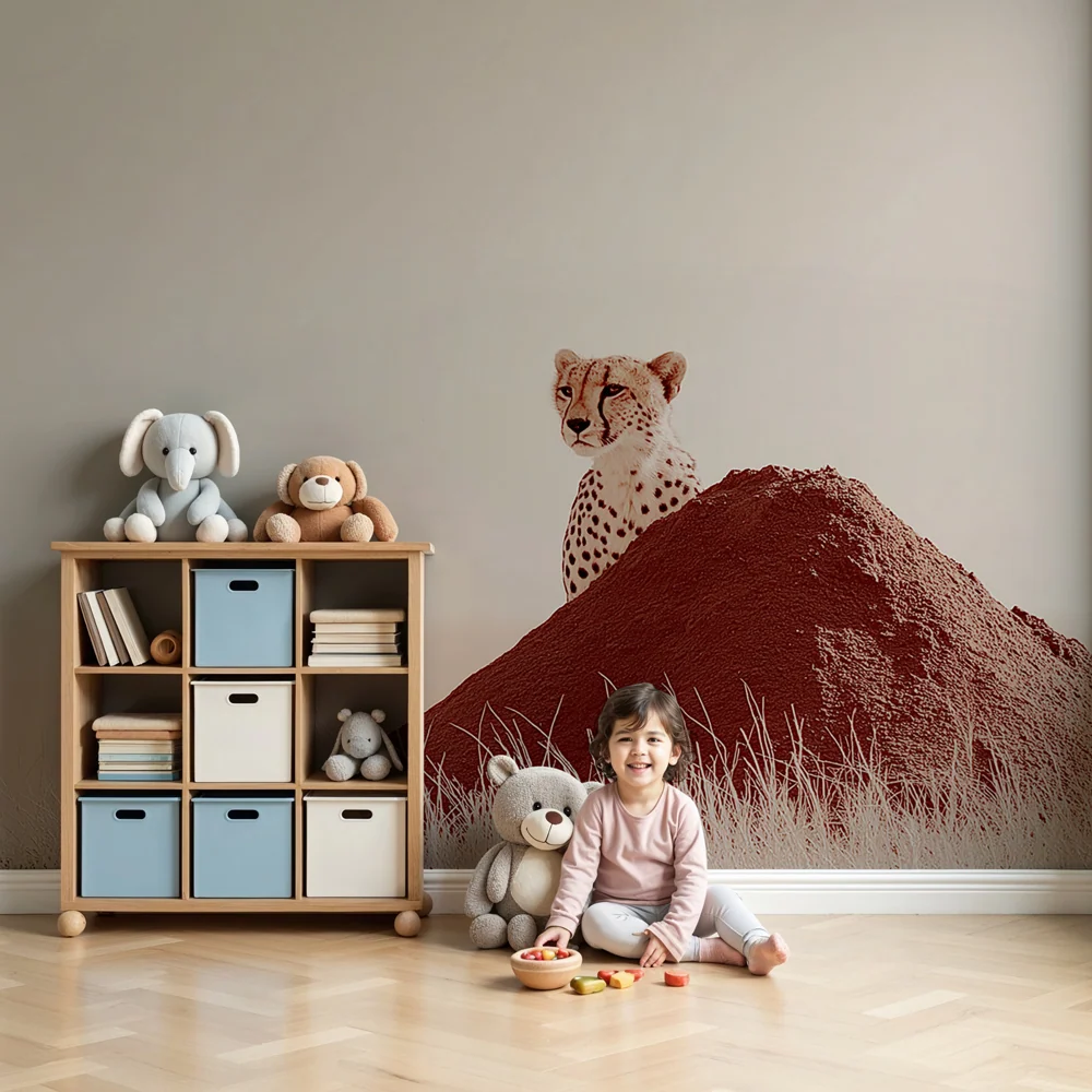 Tapet camera copii | Leopard curios pe un deal