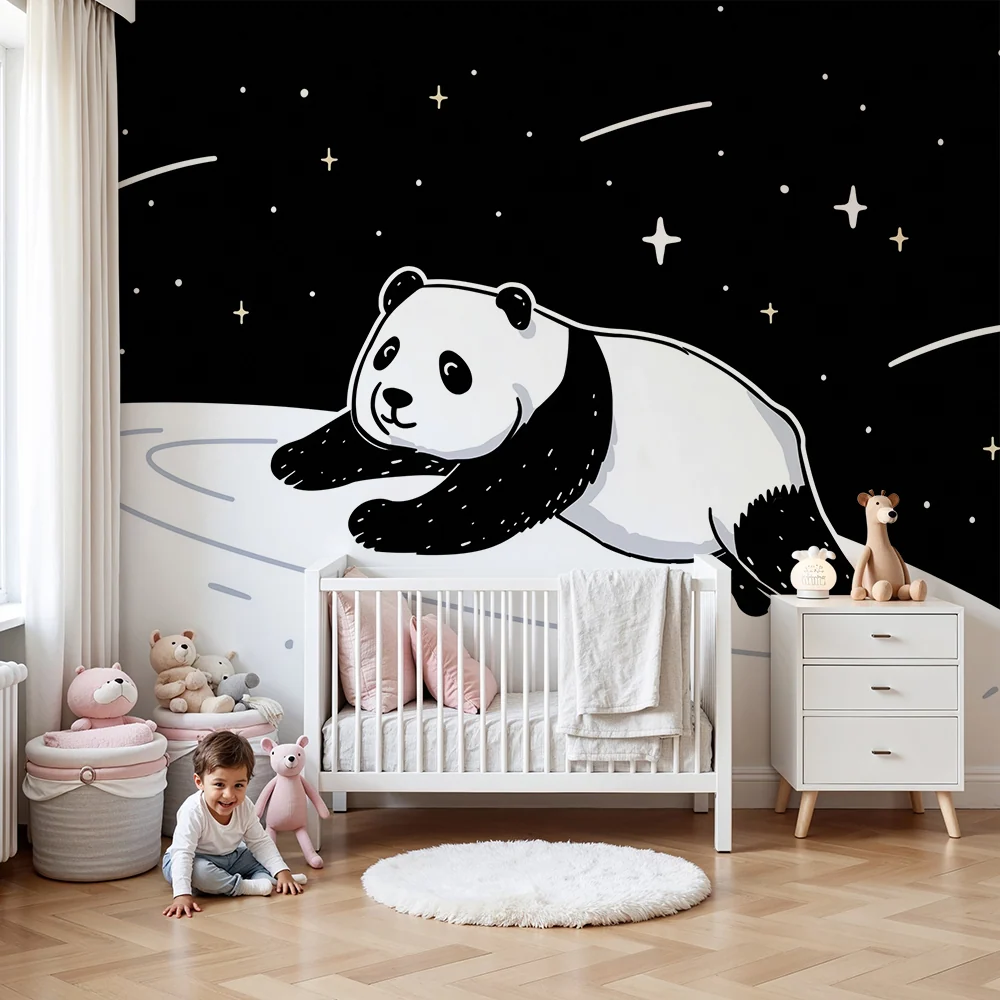 Tapet camera copil | Panda explorator în spațiul stelar