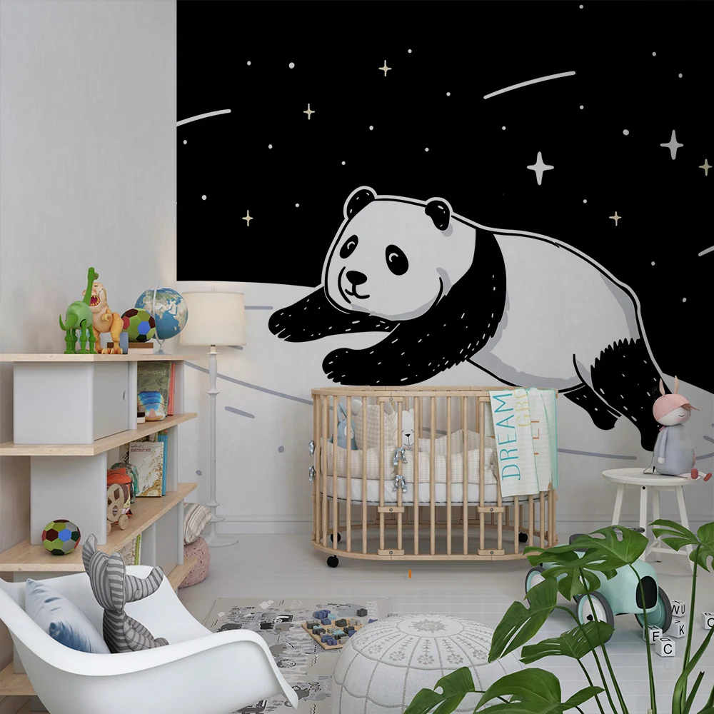 Tapet camera copil | Panda explorator în spațiul stelar