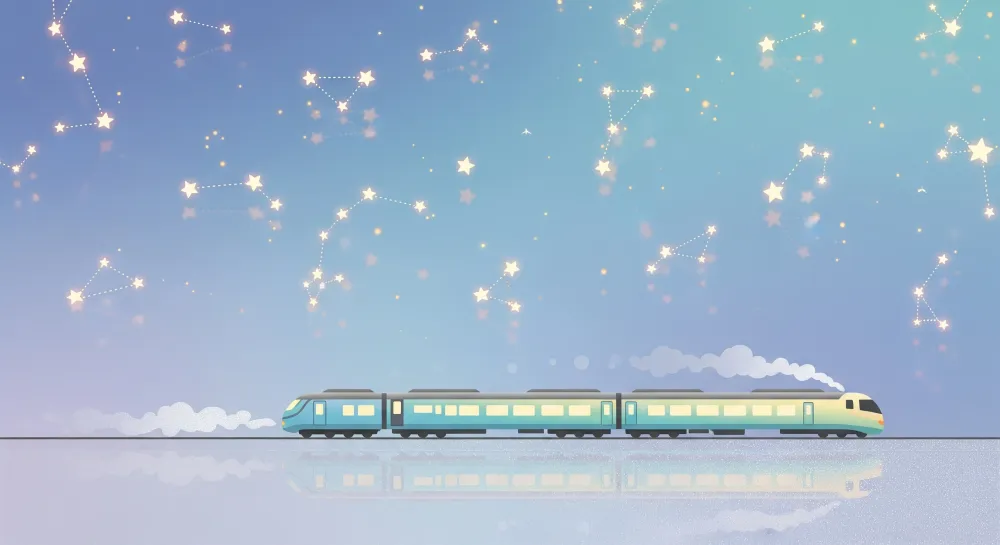 Tapet camera copil | Tren magic în inima constelațiilor