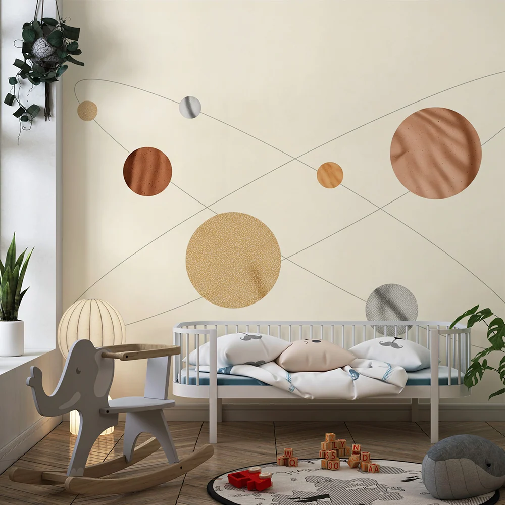 Tapet camera copil | Univers cosmic cu planete stilizate