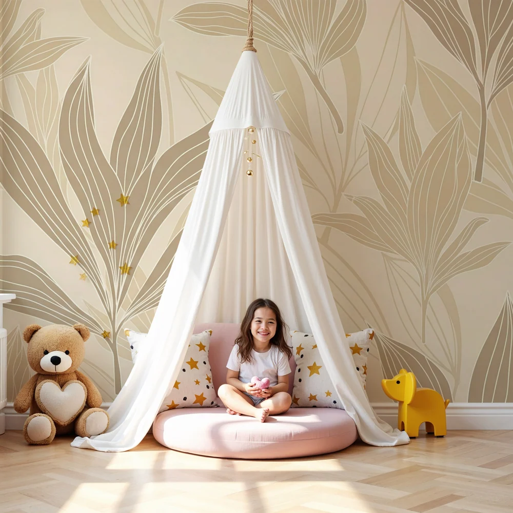 Tapet copii | Flori delicate și modele subtile