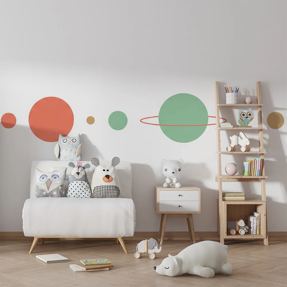 Tapet copii | Planete colorate și cosmos minimalist