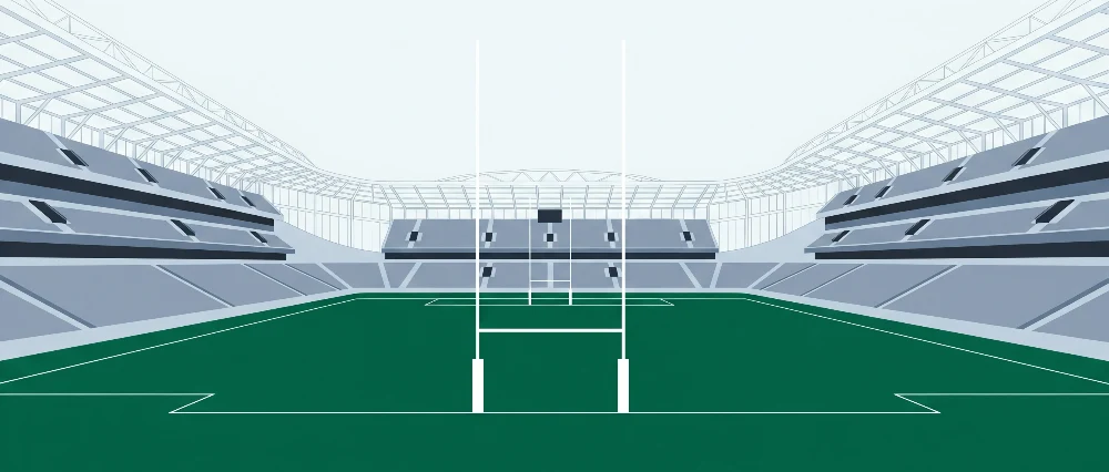 Tapet pentru cameră de copii | Teren de rugby stilizat într-un stadion modern
