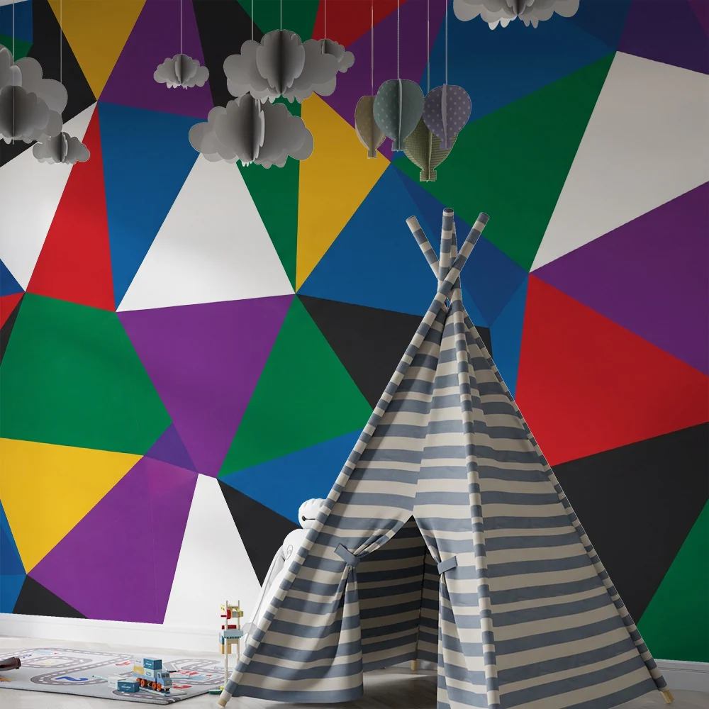 Tapet pentru cameră copil | Model geometric cu triunghiuri arlechin