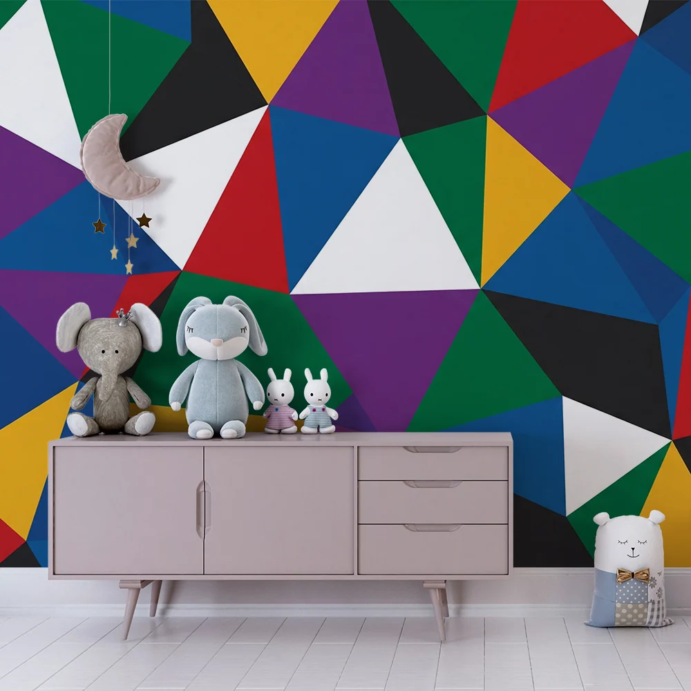 Tapet pentru cameră copil | Model geometric cu triunghiuri arlechin