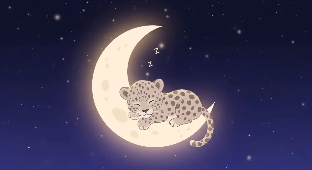 Tapet pentru camera de copii | Leopard mic adormit pe lună