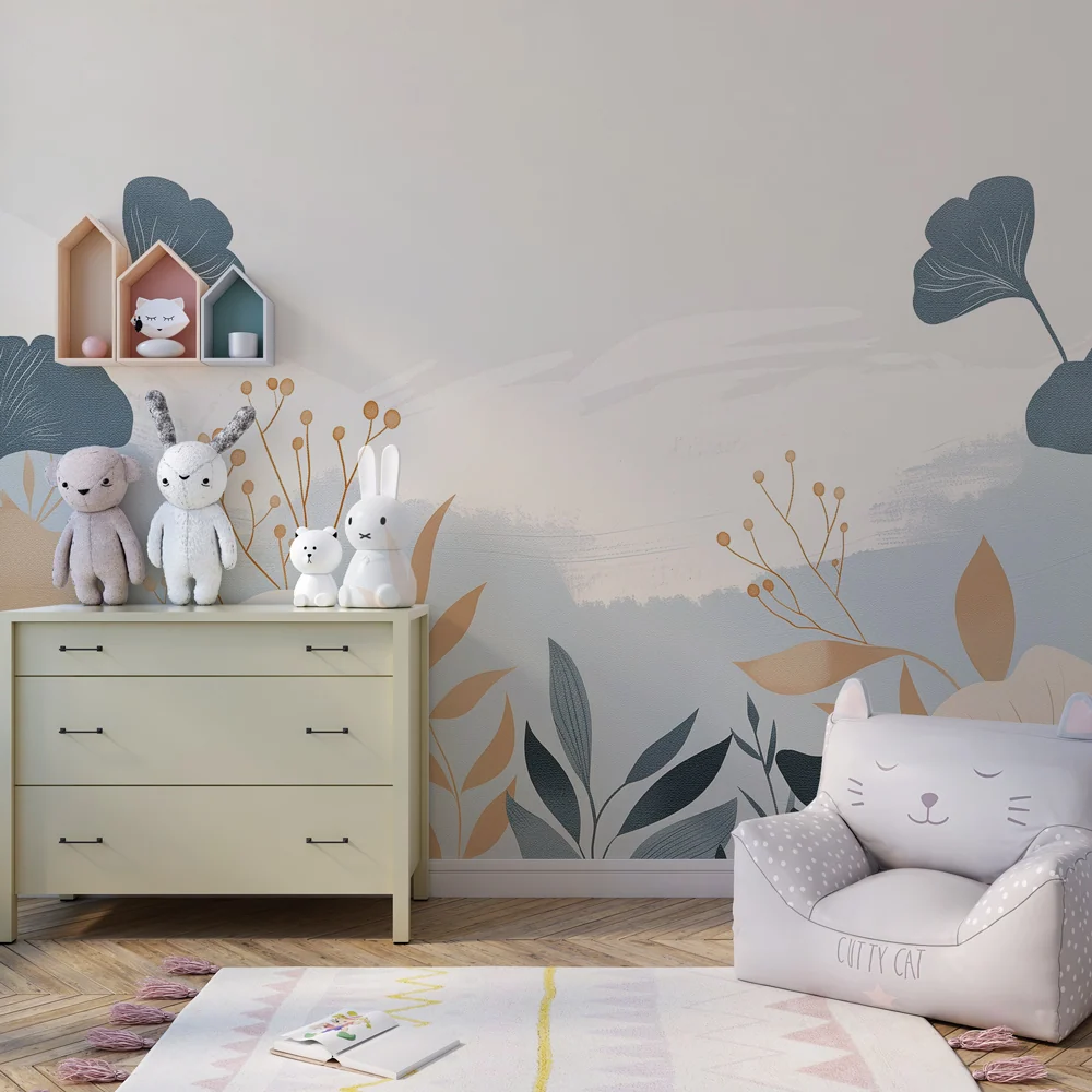 Tapet pentru camera copiilor | Flori delicate și motive botanice