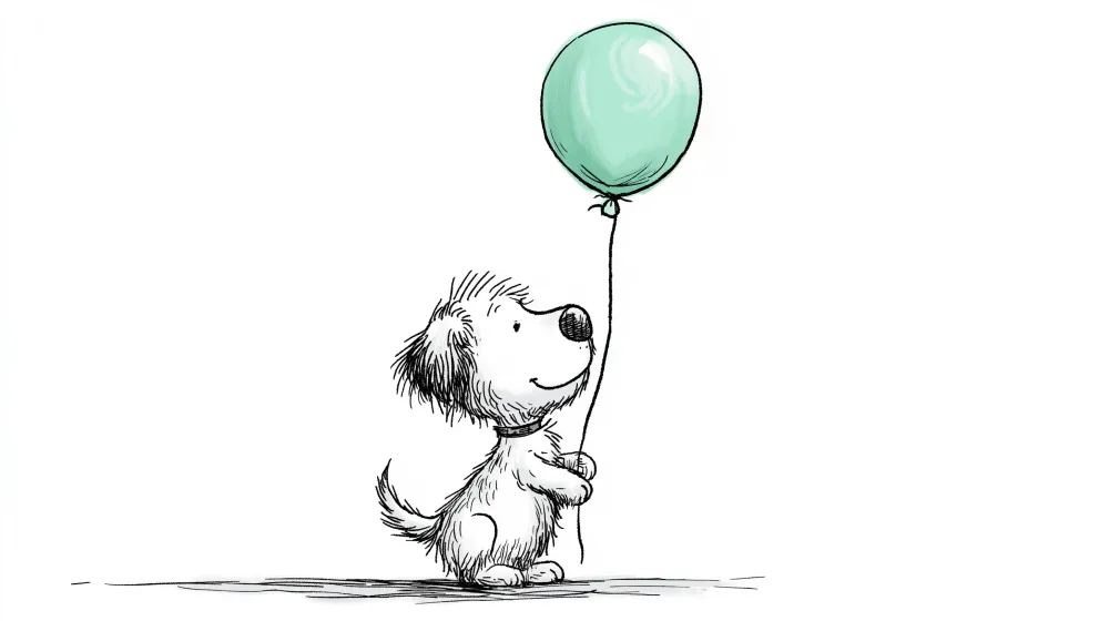 Tapet pentru camera copilului | Cățeluș vesel cu balon verde