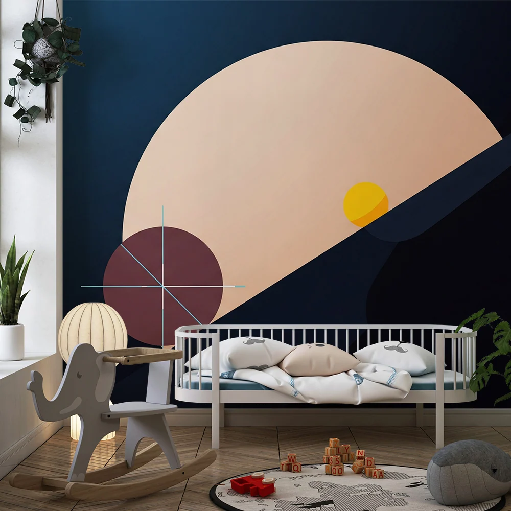Tapet pentru camera copilului | Forme geometrice moderne cu culori liniștitoare
