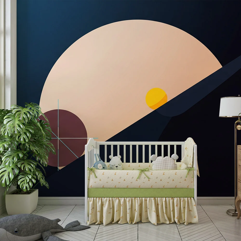Tapet pentru camera copilului | Forme geometrice moderne cu culori liniștitoare