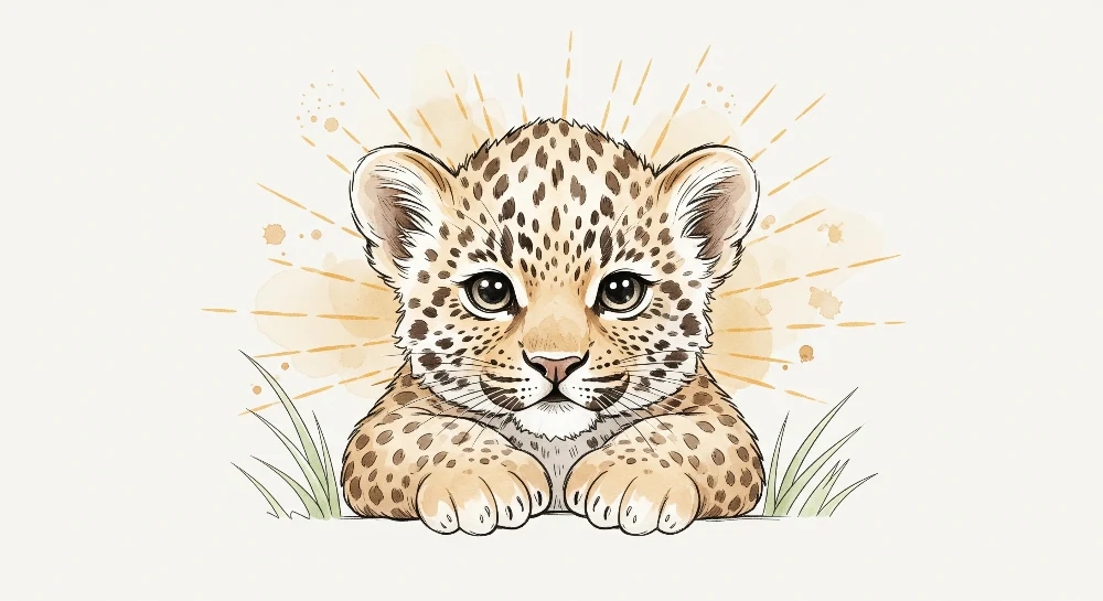 Tapet pentru camera copilului | Leopard drăguț cu accente luminoase