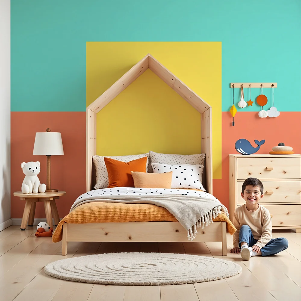 Tapet pentru camera copilului | Modele geometrice colorate cu forme vii
