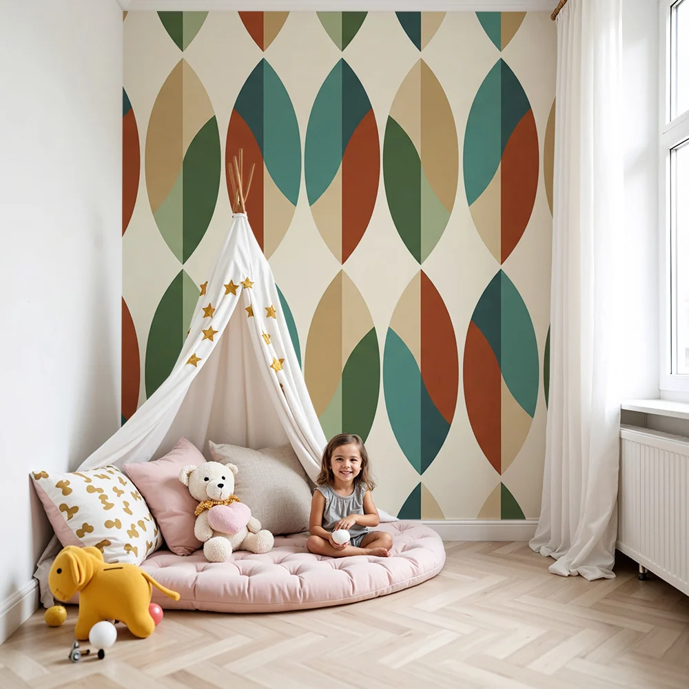 Tapet pentru camera copilului | Modele geometrice colorate inspirate din natură
