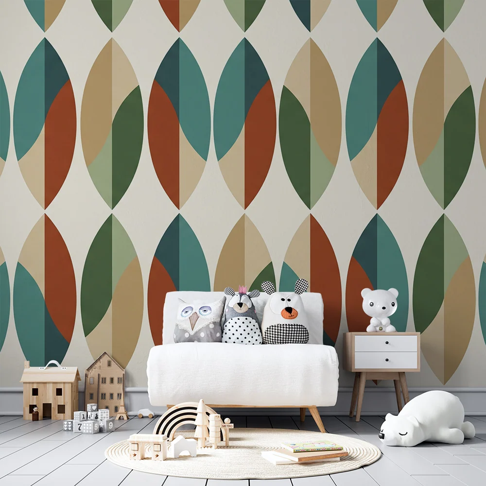Tapet pentru camera copilului | Modele geometrice colorate inspirate din natură