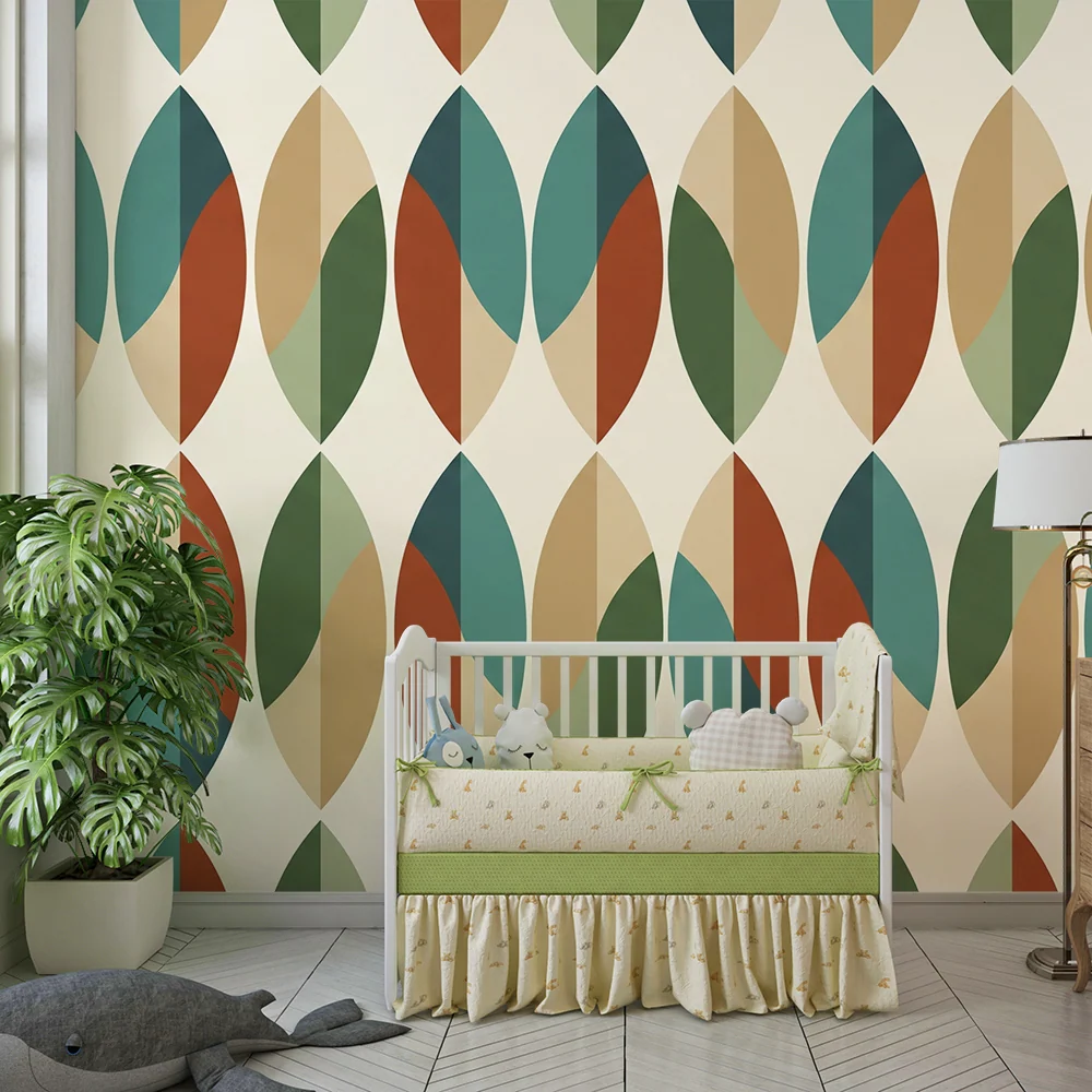 Tapet pentru camera copilului | Modele geometrice colorate inspirate din natură