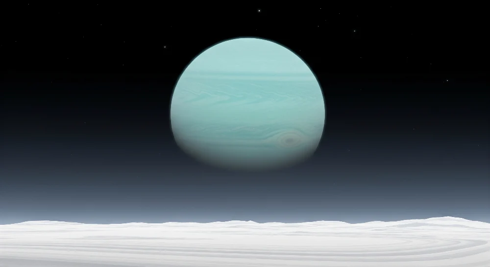 Tapet pentru camera copilului | Planeta Uranus și peisaje înghețate